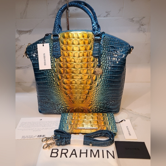 Brahmin Handbags - Brahmin NWT Large Duxbury Bermuda Ombre Melbourne SET W Ady Wallet NWT